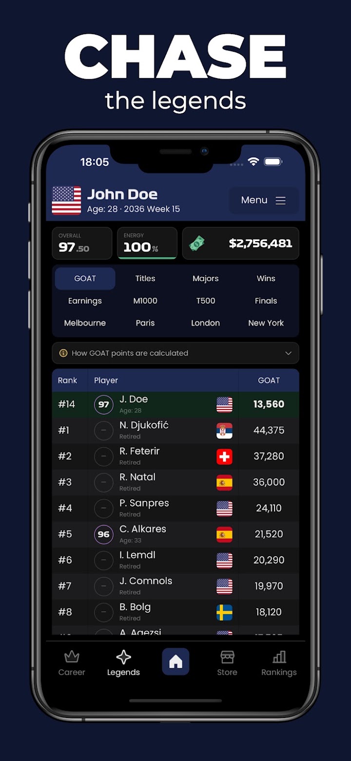 Tennis Superstar Career 2026 screenshot